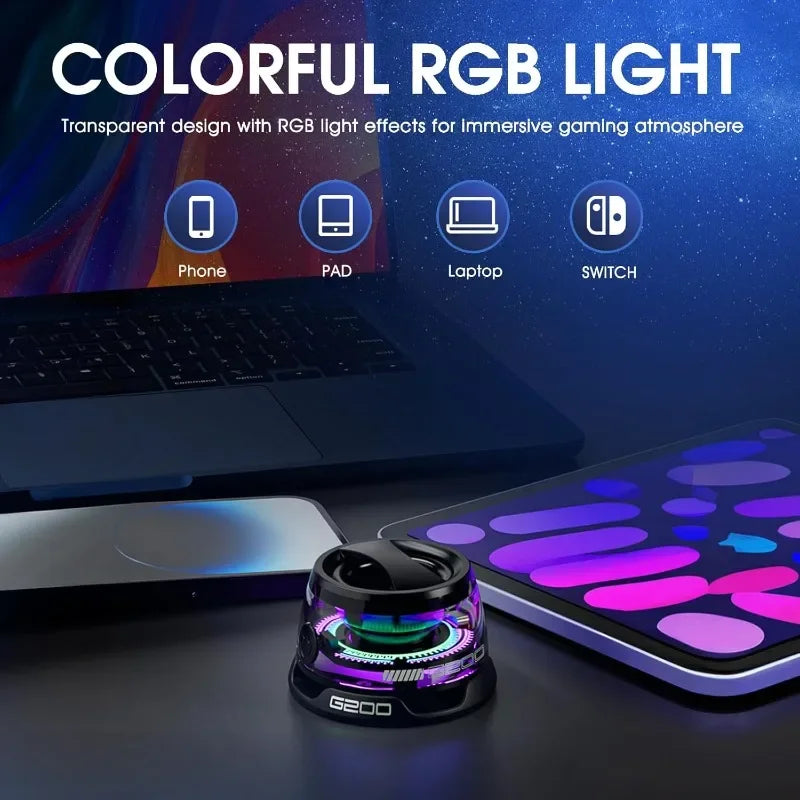 Practico Altavoz Bluetooth magnético para exteriores, mini altavoz estéreo portátil inalámbrico, para viajes con luz de Color RGB y soporte para teléfono.