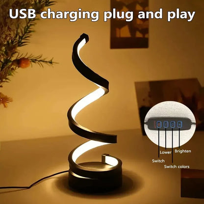 Lámpara de noche, luces Led regulables por Usb, luces de noche en espiral 3D para dormitorio, escritorio, lámpara de noche con atenuador.