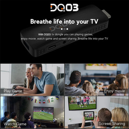 DQ03 Mini TV Stick Android 10 Quad Core ARM Cortex A53 2GB 16GB Soporte 4K H.265 2,4G & 5,8G Wifi Streaming Smart TV Box 1GB 8GB