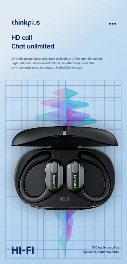 Auriculares inalámbricos deportivos Lenovo XT80 originales con micrófonos, pantalla LED de alimentación, sonido estéreo de alta fidelidad, auriculares Bluetooth 5,3 TWS, resistente al agua y soporte de apple siri