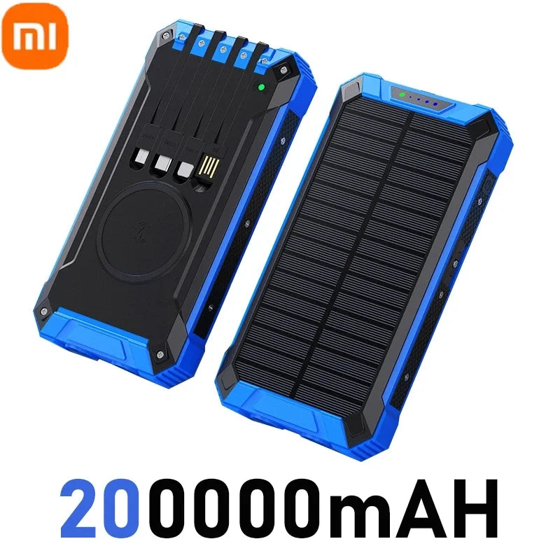 XIAOMI-Banco de energía Solar inalámbrico, 200000mAh, gran capacidad, carga rápida, batería externa, equipo de emergencia de supervivencia al aire libre.