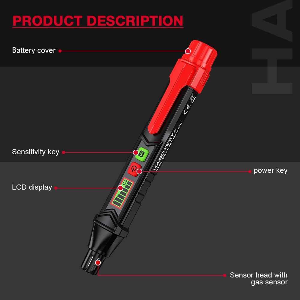 HABOTEST HT59 HT60 HT61 Detector de fugas de Gas Detector de Gas Combustible alarma de sonido y pantalla Mini Detector de Gas metano Natural.