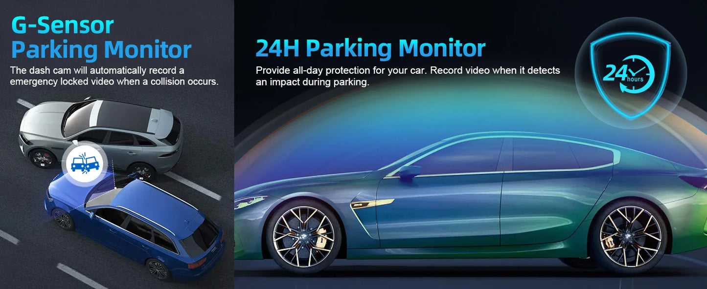 Cámara de salpicadero frontal Ultra HD 4K para coche, Mini WIFI DVR, caja negra para habitación con Monitor de estacionamiento 24H, visión nocturna, GPS/cámara de visión trasera opcional