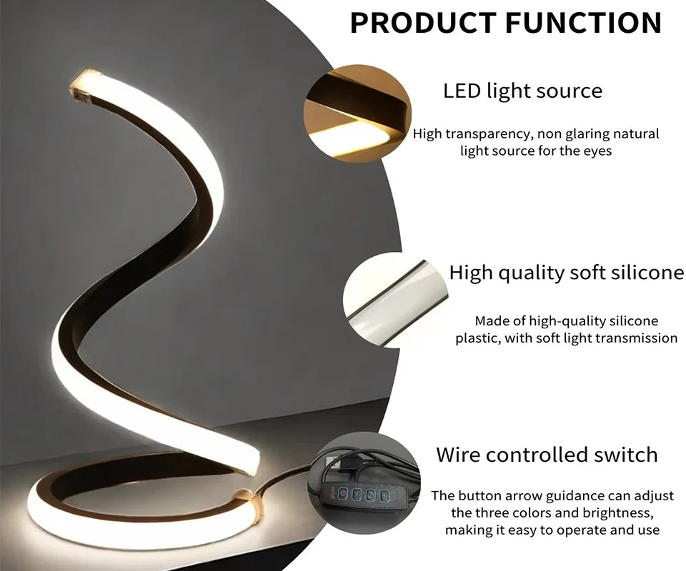 Lámpara de noche, luces Led regulables por Usb, luces de noche en espiral 3D para dormitorio, escritorio, lámpara de noche con atenuador.
