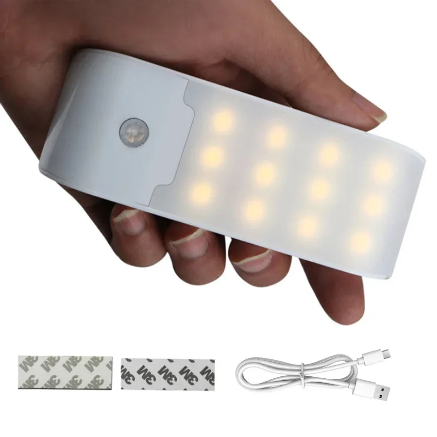 Luz LED nocturna con Sensor de movimiento, luz de pared recargable por USB para armario, pasillo, escalera, mesita de noche, luces de noche para dormitorio.