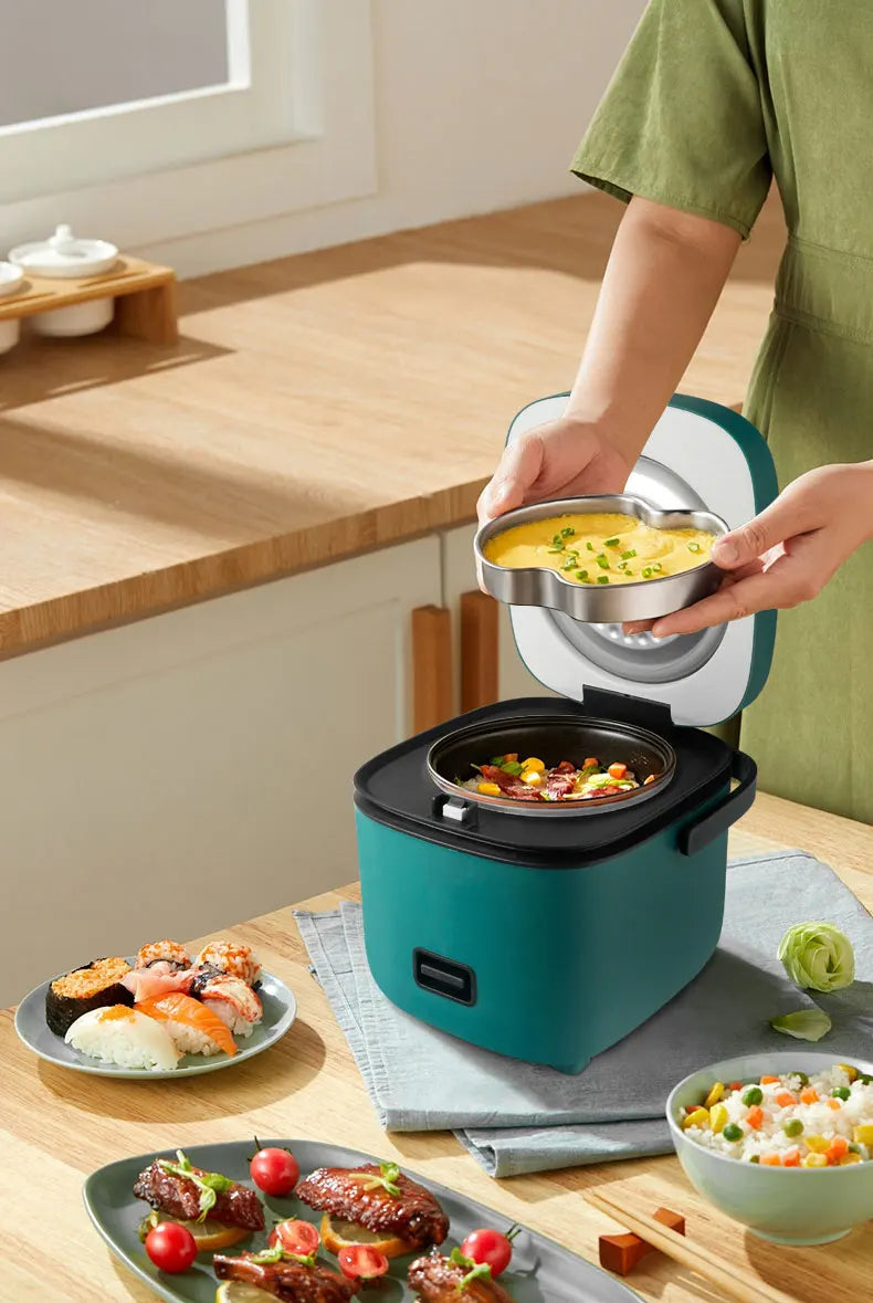Mini olla arrocera automática para el hogar, máquina de cocina eléctrica para 1-2 personas, calentador de alimentos, vaporizador, olla arrocera pequeña de 1,2 L