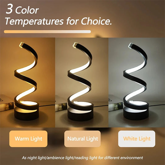 Lámpara de noche, luces Led regulables por Usb, luces de noche en espiral 3D para dormitorio, escritorio, lámpara de noche con atenuador.