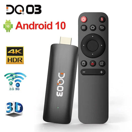 DQ03 Mini TV Stick Android 10 Quad Core ARM Cortex A53 2GB 16GB Soporte 4K H.265 2,4G & 5,8G Wifi Streaming Smart TV Box 1GB 8GB