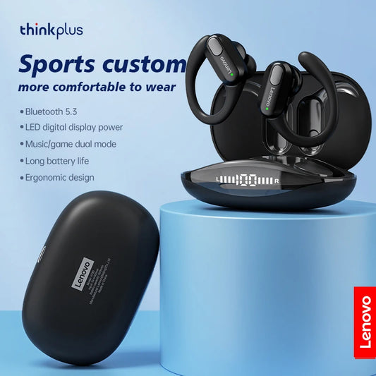 Auriculares inalámbricos deportivos Lenovo XT80 originales con micrófonos, pantalla LED de alimentación, sonido estéreo de alta fidelidad, auriculares Bluetooth 5,3 TWS, resistente al agua y soporte de apple siri