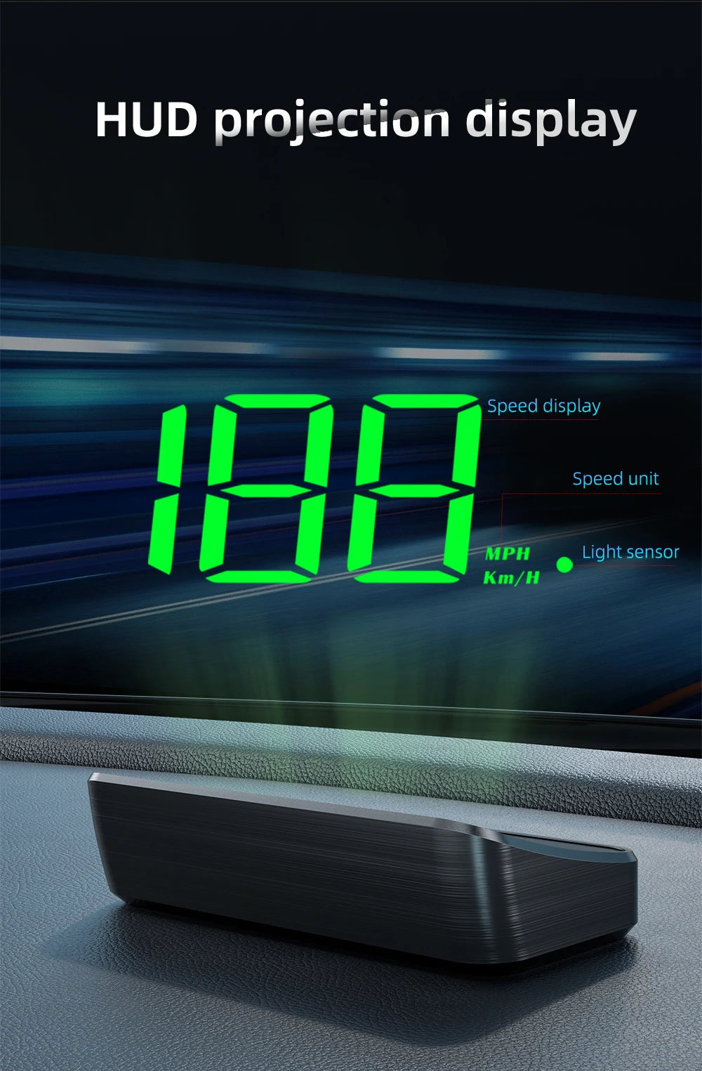 Xiaomi-velocímetro de coche HUD, pantalla frontal, velocímetro Digital, proyector de parabrisas, vehículos, camiones, accesorios electrónicos para automóviles.