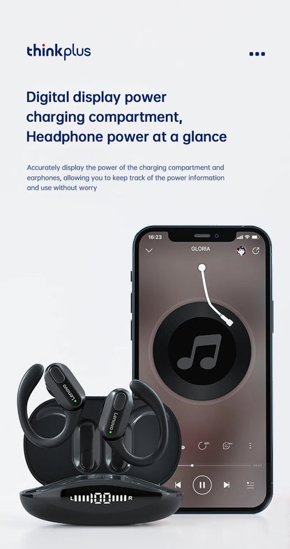 Auriculares inalámbricos deportivos Lenovo XT80 originales con micrófonos, pantalla LED de alimentación, sonido estéreo de alta fidelidad, auriculares Bluetooth 5,3 TWS, resistente al agua y soporte de apple siri