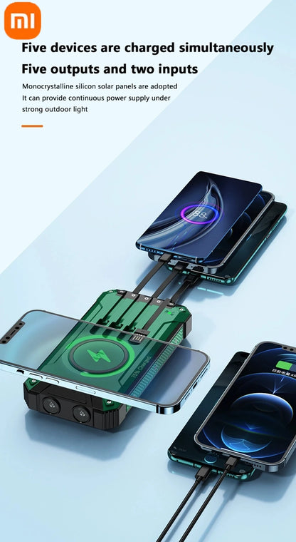 XIAOMI-Banco de energía Solar inalámbrico, 200000mAh, gran capacidad, carga rápida, batería externa, equipo de emergencia de supervivencia al aire libre.