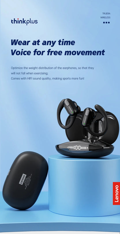 Auriculares inalámbricos deportivos Lenovo XT80 originales con micrófonos, pantalla LED de alimentación, sonido estéreo de alta fidelidad, auriculares Bluetooth 5,3 TWS, resistente al agua y soporte de apple siri