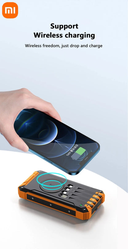 XIAOMI-Banco de energía Solar inalámbrico, 200000mAh, gran capacidad, carga rápida, batería externa, equipo de emergencia de supervivencia al aire libre.