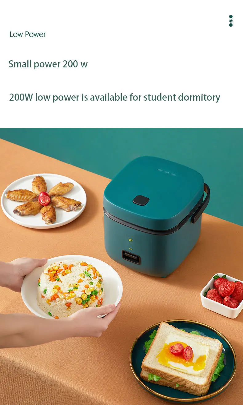 Mini olla arrocera automática para el hogar, máquina de cocina eléctrica para 1-2 personas, calentador de alimentos, vaporizador, olla arrocera pequeña de 1,2 L