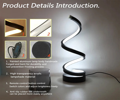 Lámpara de noche, luces Led regulables por Usb, luces de noche en espiral 3D para dormitorio, escritorio, lámpara de noche con atenuador.