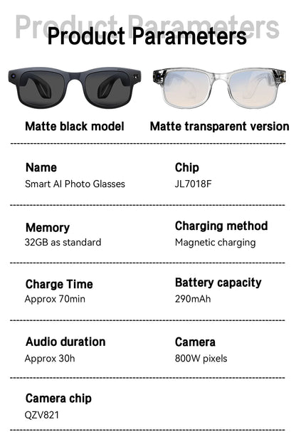 Xiaomi 6K HD AI gafas inteligentes gafas fotocromáticas multifunción cámara Bluetooth llamadas asistente de voz reproductor de música traducción.