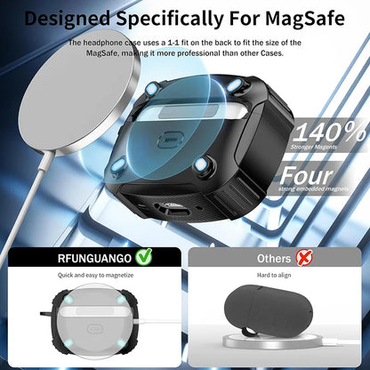 Funda armadura con cerradura de seguridad para Airpods Pro 2, funda con soporte de carga inalámbrica, protección a prueba de golpes, funda para auriculares para Airpods 1 2 3