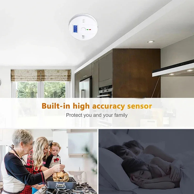 Alarma de monóxido de carbono, alarma de humo, Detector de Co, pantalla LCD, alarma inalámbrica para el hogar, Detector de fugas de Gas tóxico, alarma de sonido de fuego