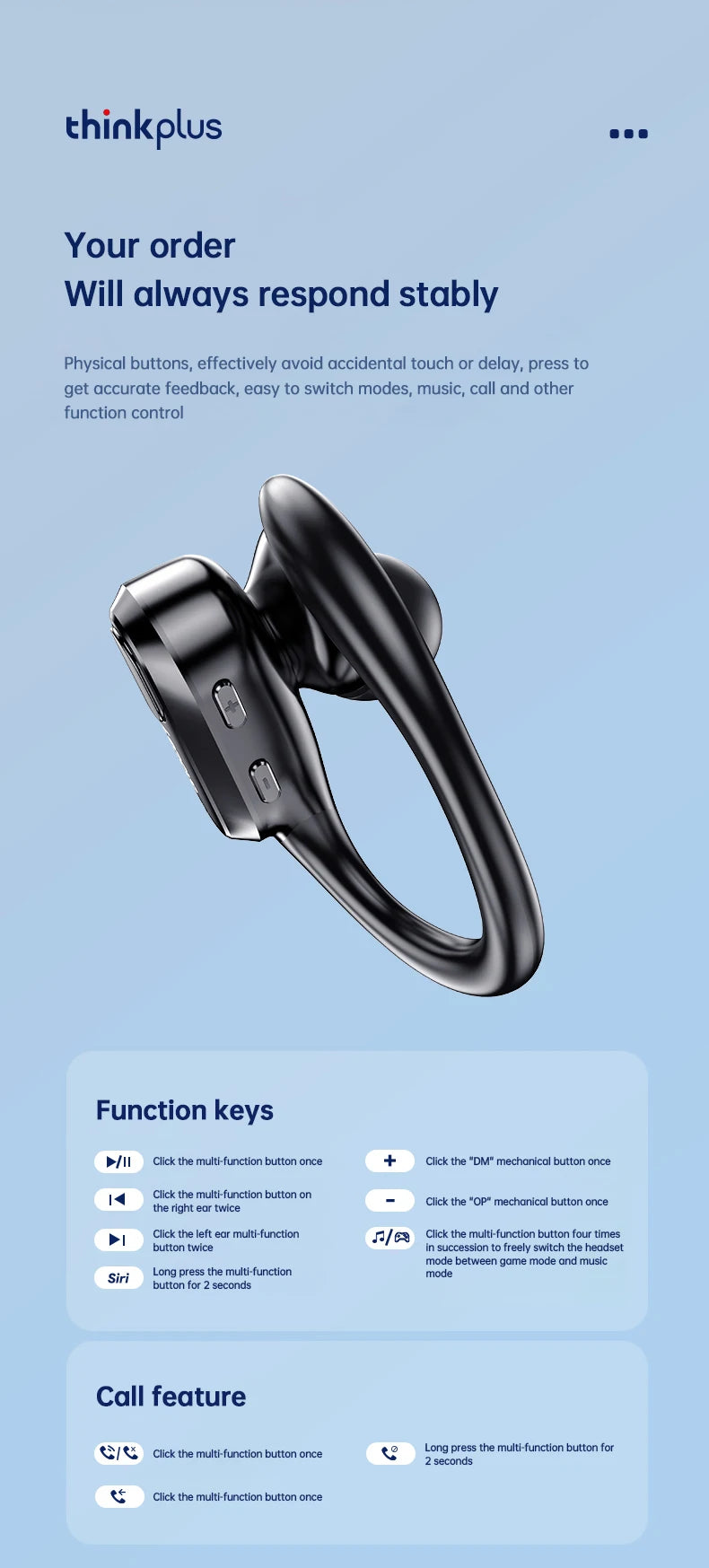 Auriculares inalámbricos deportivos Lenovo XT80 originales con micrófonos, pantalla LED de alimentación, sonido estéreo de alta fidelidad, auriculares Bluetooth 5,3 TWS, resistente al agua y soporte de apple siri
