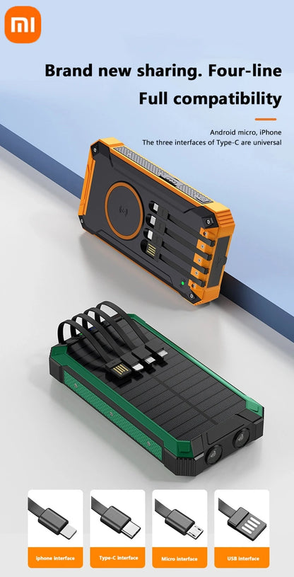 XIAOMI-Banco de energía Solar inalámbrico, 200000mAh, gran capacidad, carga rápida, batería externa, equipo de emergencia de supervivencia al aire libre.