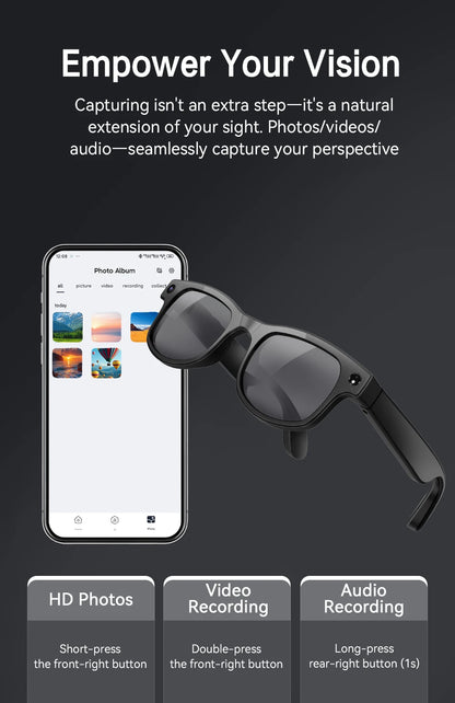 Xiaomi 6K HD AI gafas inteligentes gafas fotocromáticas multifunción cámara Bluetooth llamadas asistente de voz reproductor de música traducción.