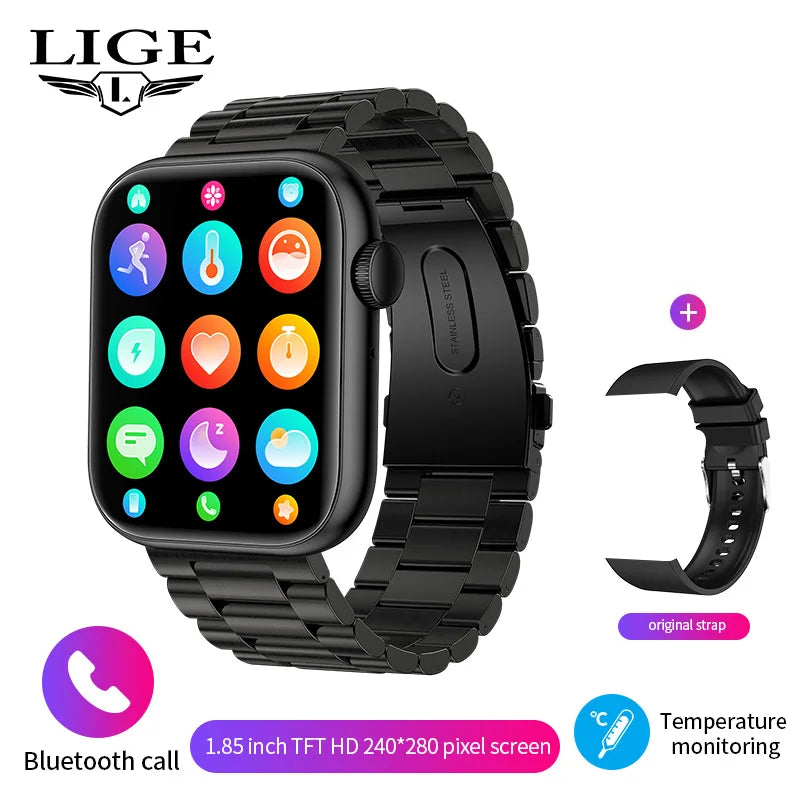 LIGE-reloj inteligente para hombre y mujer, resistente al agua, pulsera de Fitness con carga inalámbrica, Bluetooth, llamadas, personalizado, 2025