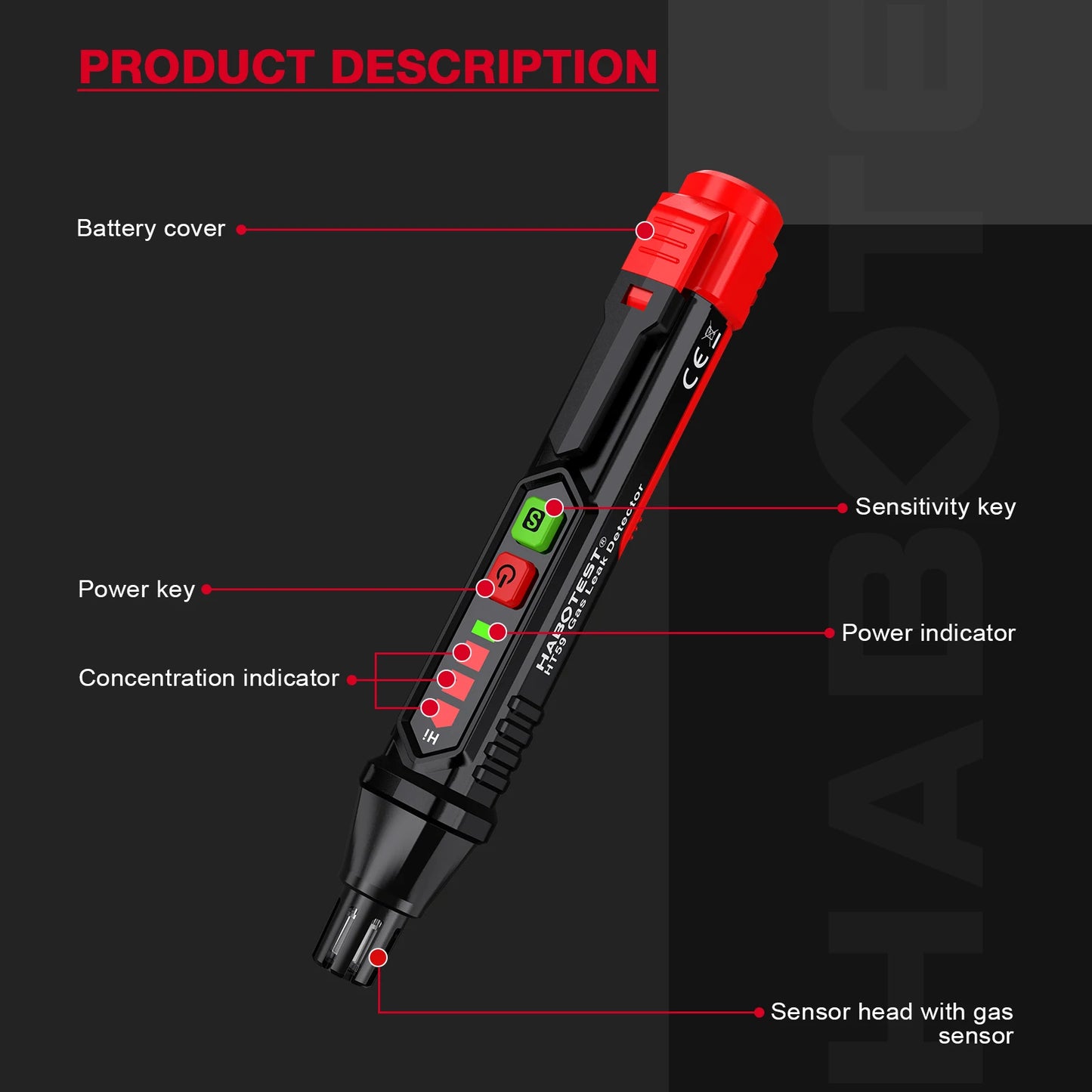 HABOTEST HT59 HT60 HT61 Detector de fugas de Gas Detector de Gas Combustible alarma de sonido y pantalla Mini Detector de Gas metano Natural.