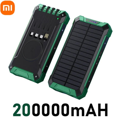 XIAOMI-Banco de energía Solar inalámbrico, 200000mAh, gran capacidad, carga rápida, batería externa, equipo de emergencia de supervivencia al aire libre.